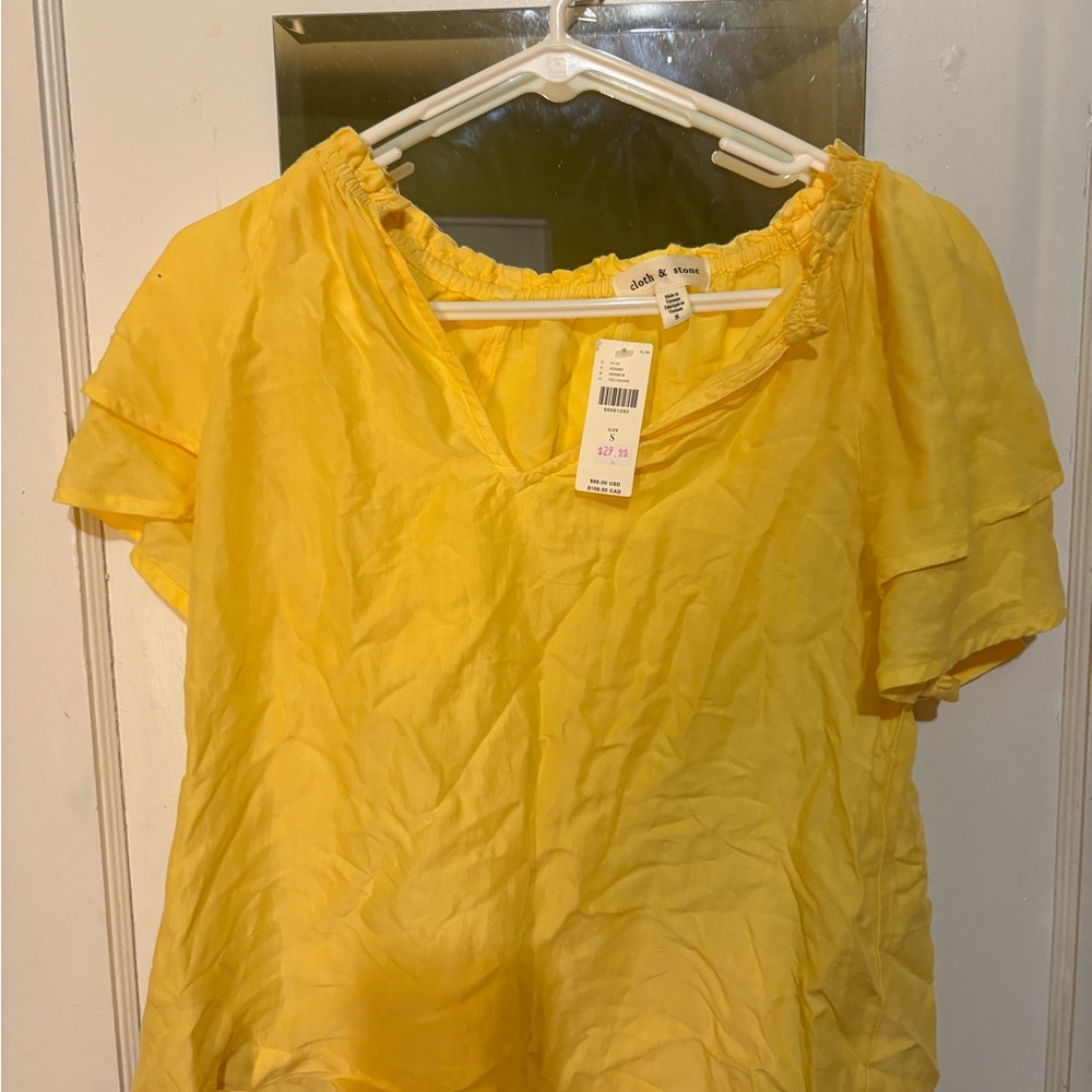 cloth & stone Bright Yellow Flutter Sleeve Peasant Top